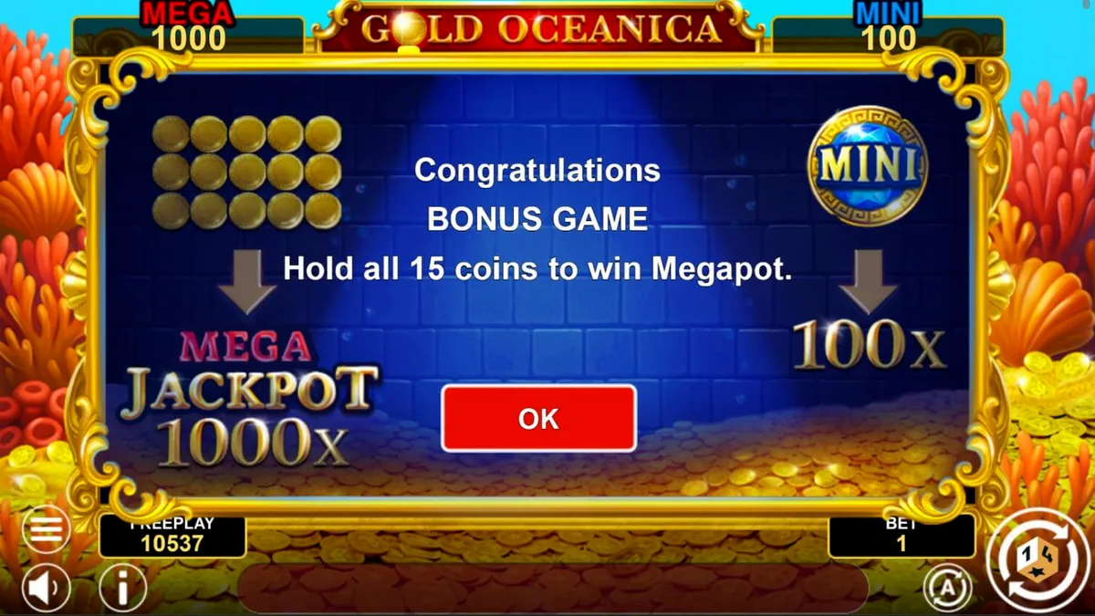 Pemandangan bawah laut yang memukau dalam slot Gold Oceanica