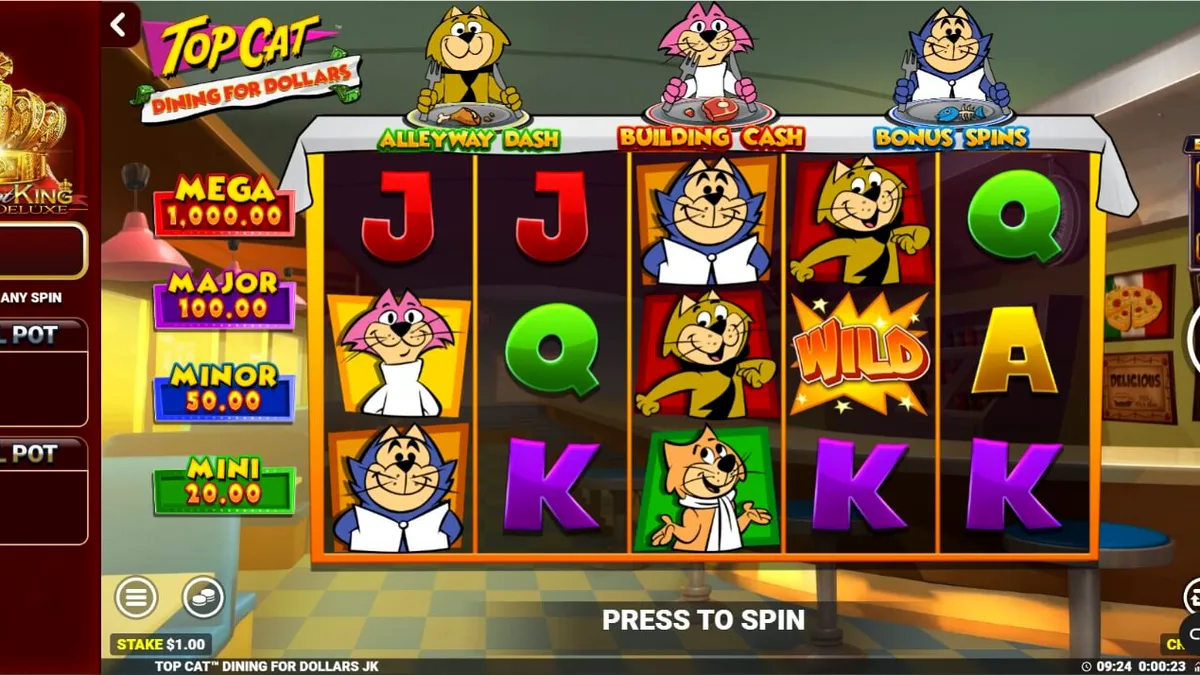 Tampilan antarmuka mobile slot Top Cat Dining For Dollars